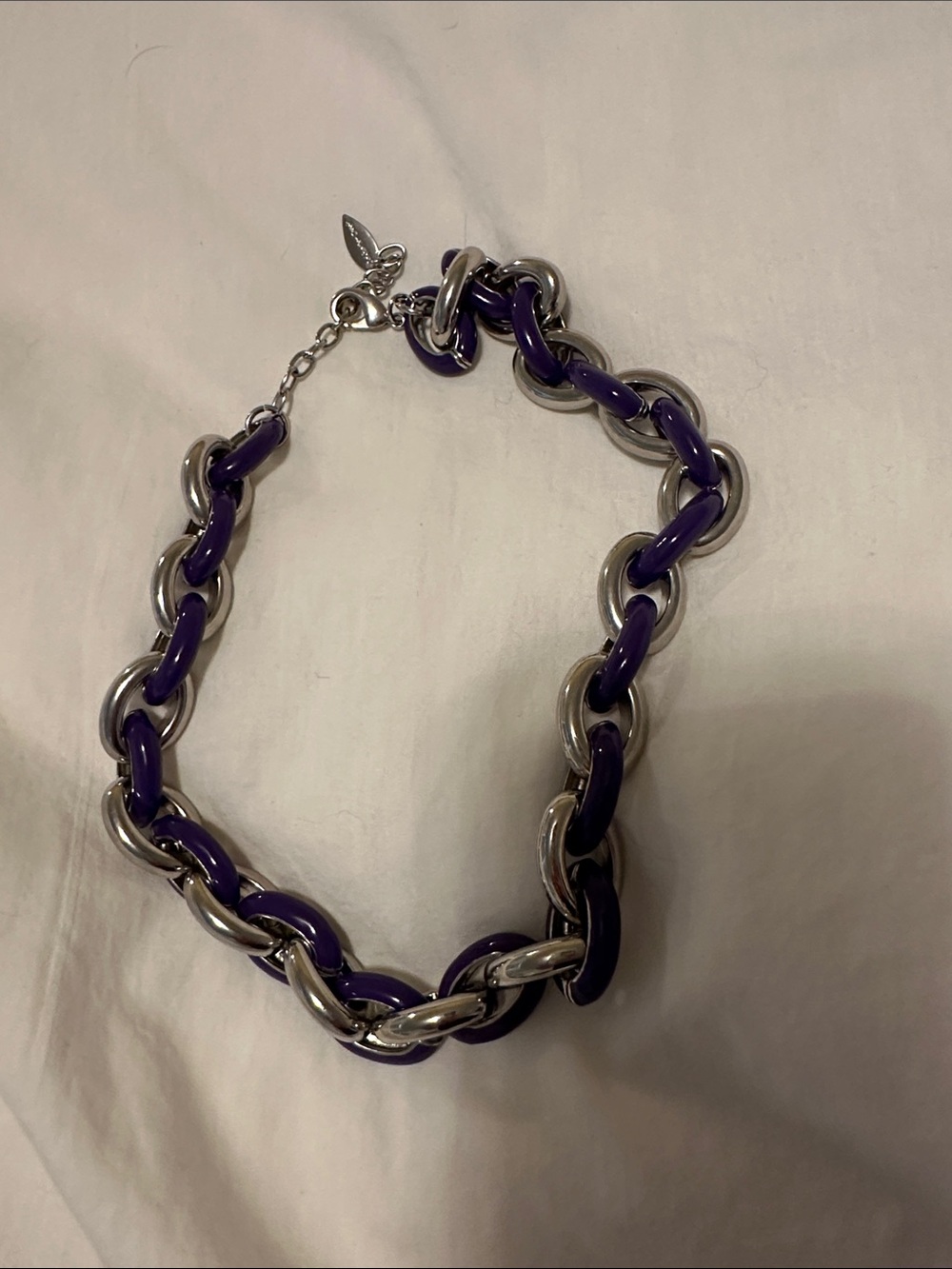🌼 Coldwater Creek Purple and Silver Chain-Link Necklace